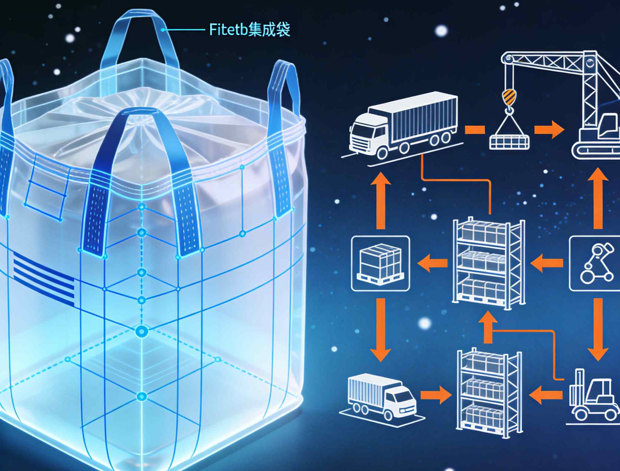 Form Stable Baffle FIBC filled with material, maintaining a cubic shape for optimized shipping container space utilization.